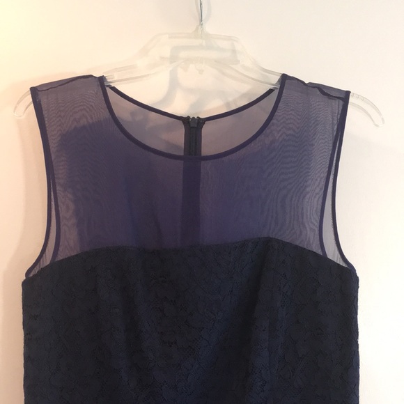 DVF navy blue lace Nisha dress with sheer navy top. - Picture 5 of 16